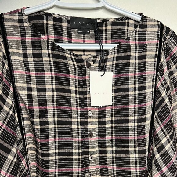 Hatch Maternity The Rose Plaid Flowy Blouse Size 3 - Picture 4 of 12